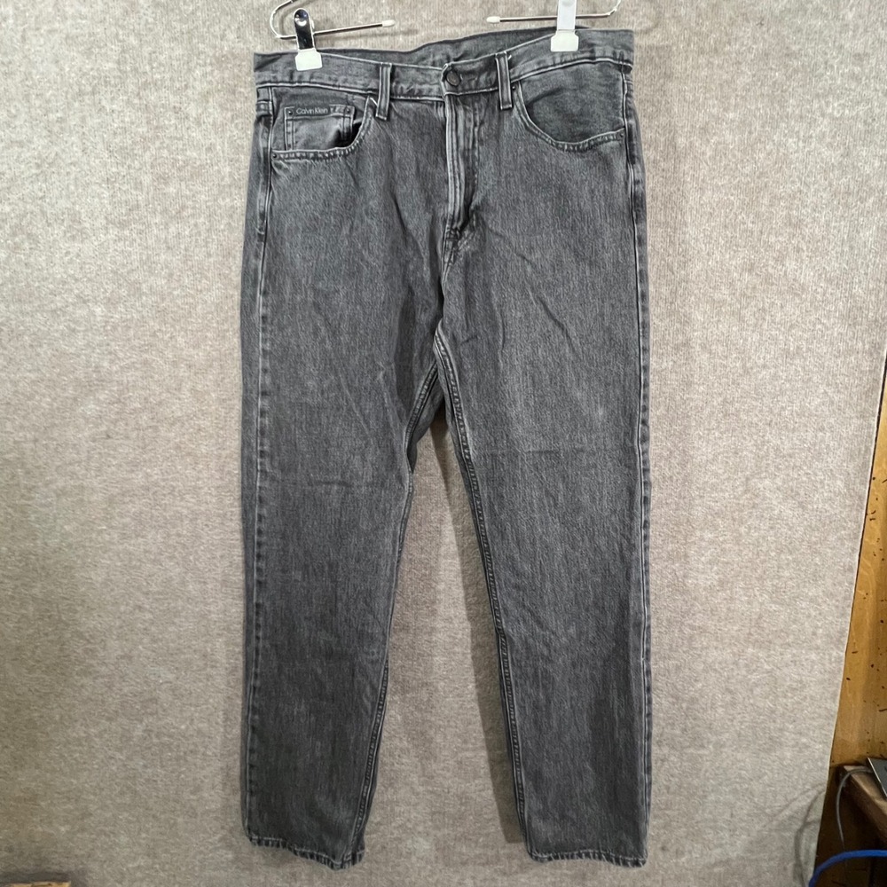 Calvin Klein Jeans Mens 34 Gray Acid Wash Straight Leg Denim Casual Streetwear